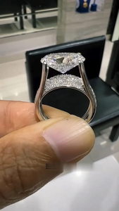 5CT Oval Lab Grown Diamond <b>Ring</b> 14K White Gold Halo Engagement <b>Ring</b> Luxury Statement Wedding Jewelry Gift for Her - Product Image 2