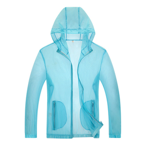 Veste à capuche unisexe blanche UPF50+ anti-UV respirante à séchage rapide, simple, avec fermeture éclair, manches longues, couleur unie, nylon 400g, pour l'extérieur - Product Image 5