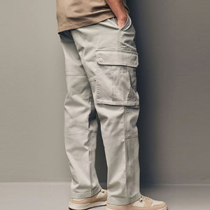Low Price New High Quality <b>Plain</b> Men Straight Cargo Pant Custom Waist Breathable Lightweight Cotton Fabric for Casual Street - Product Image 4