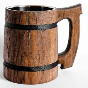 Mug à bière en bois de chêne artisanal de luxe TIMELESS CRAFT avec intérieur en acier inoxydable, nouveau style chinois, cadeau d'affaires - Product Image 2