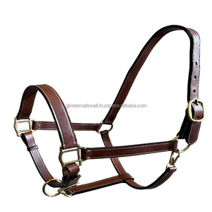 2024 Top qualité vente chaude équitation équestre personnalisé en gros cheval cuir licou avec raccords en laiton réglables - Product Image 1