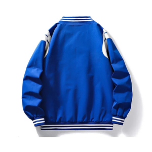 Chaqueta Bomber Casual Unisex al por Mayor con Rayas y Ribetes, Cierre Frontal con Broches, Abrigo Oversize de Otoño para Hombre, Chaqueta Estilo Urbano - Product Image 4
