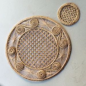 Gracefully Handcrafted Caracol Coasters Rattan Natural Swirl Openwork Soft Fiber Heat Insulation Cup <b>Protectors</b> Boho Kitchen - Product Image 2
