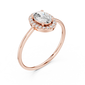 Bague solitaire ovale en or rose de luxe pour femme, élégante, pour fiançailles, mariage, anniversaire, bijou de mode, cadeau - Product Image 3