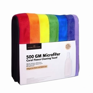 Serviette de nettoyage en microfibre corail 500 GSM, 16x16 pouces, douce et absorbante, 400gsm, pour usage domestique et hôtelier - Product Image 2