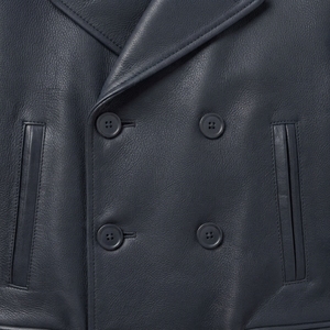 <b>Men's</b> Double Breasted Leather <b>Jacket</b> Solid Color Turn-down Collar <b>Smart</b> Casual Winter Wear - Product Image 5