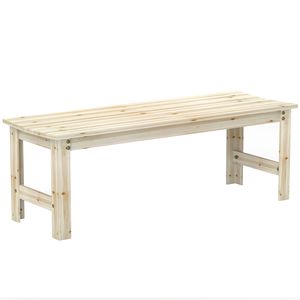 Panca da giardino in legno a 2 posti con sedile a doghe senza schienale panca del portico anteriore per ponte a bordo piscina del parco o ambiente naturale all'aperto - Product Image 1