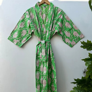 Robe kimono en coton à imprimé animalier bohème, paréo de plage, vêtements décontractés pour femmes - Product Image 1