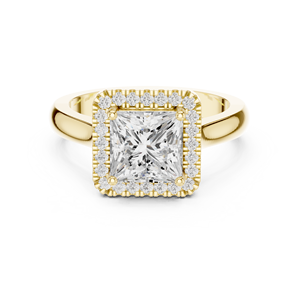 แหวนแต่งงานแบบคลาสสิก แหวนวันครบรอบแต่งงาน แหวนเพชรทรงเฮโล 2 กะรัต E VS1 เพชรเจียระไนทรงปรินเซส เพชรเลี้ยงในห้องปฏิบัติการ แหวนทองคำแท้ 14K - Product Image 1