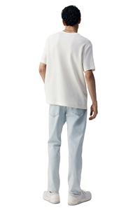 กางเกงยีนส์ผ้ายืดทรงตรงสำหรับผู้ชายผ้าเดนิมผ้าฝ้าย100% สีฟ้าอ่อนดีไซน์ใหม่ - Product Image 5