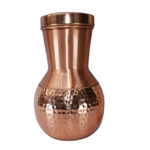 Metal Wave Sustainable Modern Design Barware Semi-Hammered Natural Copper <b>Bottle</b> Matt Finish Including Direct Drinking Cap - Product Image 2