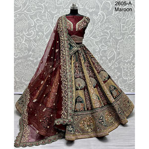 Collections de velours de vêtements de mariée indiens pour la mariée avec le travail de Zarkhan par Fabzone - Product Image 5
