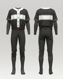 Conjunto de Uniforme de Béisbol para Hombre, Jersey y Pantalones con Cinturón, Diseño a Rayas con Bloques de Color, Poliéster, Corte Regular, para Todas las Temporadas, Ropa Deportiva para Adultos - Product Image 1