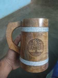 Best Quality Handmade Wooden Eco-Friendly Modern Luxury Travel Mug <b>Straw</b> BPA Free Leak-Proof Floral Pattern Customized Shape - Product Image 2