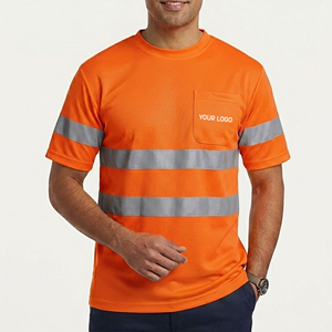 เสื้อกั๊กนิรภัยผู้ชาย แขนสั้น คอกลม โพลีเอสเตอร์ 100% ขายส่ง มาตรฐาน ANSI Class 2 แถบสะท้อนแสง LED ระบายอากาศได้ดี - Product Image 4