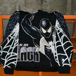 Vestes de course personnalisées en toile rigide avec motif Spiderman Marvel noir - Product Image 1