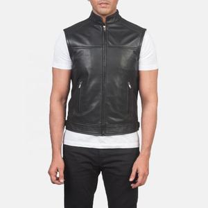 Gilet de moto personnalisé unisexe en cuir véritable, col montant, coupe-vent et imperméable, vêtement d'extérieur pour l'automne - Product Image 6