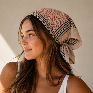 Lightweight Craftjaipur Cotton <b>Square</b> <b>Scarf</b> Bandana Hand-Dyed Hand Block Print Breathable Four Seasons Beach Wear Accessories - Product Image 1