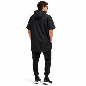 Parka de bain unisexe personnalisé imperméable à manches courtes avec capuche, fermeture éclair intégrale, séchage rapide, idéal pour la natation, le surf et la plage - Product Image 4