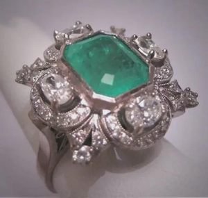 3.02Ct Art Deco Style <b>Emerald</b> Cut Moissanite Engagement 925 <b>Silver</b> Rhodium Plated Prong Setting FN <b>Ring</b> for Anniversary Gift - Product Image 5