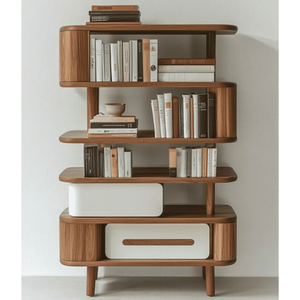 Étagère de présentation en bois contemporaine avec tiroirs de rangement, armoire élégante multifonctionnelle pour la décoration intérieure moderne - Product Image 1