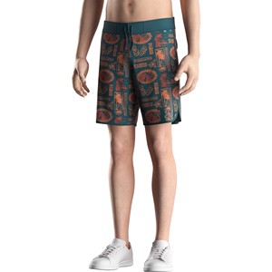 Shorts de bain imprimés en toile pour hommes, taille mi-haute, braguette boutonnée, respirants, déchirés, séchage rapide, style décontracté, orange - Product Image 3