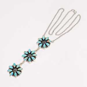 Blue Sea Sediment Jasper Floral <b>Necklace</b> Sterling Silver <b>Boho</b> Statement Jewelry Handmade Gift for Her Pendant - Product Image 2