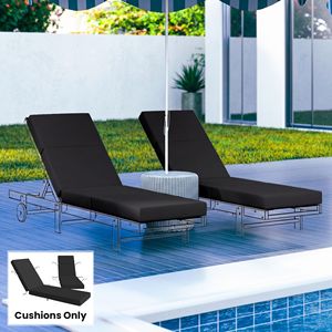 Set di 2 Cuscini Grigi per Sdraio da Esterno 53x183 cm, Spessore 10 cm, con Lacci per Cuscini Lombari e Sedili - Product Image 2