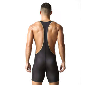 Five B Men Wrestling Singlet Fitted Spandex <b>Polyester</b> Stretch Seamless Plain Dyed Boxing Sports Apparel Adult Size Fitting <b>Shirt</b> - Product Image 4