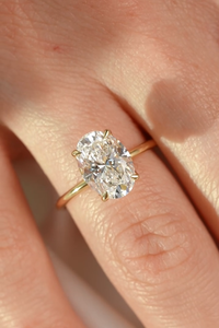 Anillo de Compromiso Vintage con Tulipán, Anillo de Boda con Diamante Solitario de Oro Amarillo de 18k, Corte Ovalado de 3ct, Cultivado en Laboratorio - Product Image 4