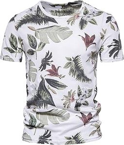 T-shirt pour homme Tropical Beach à rayures florales, confortable, à manches courtes - Product Image 3
