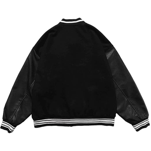 Vente en gros de haute qualité Patchwork Letterman Varsity Jackets Baseball Jacket Men Manteau en cuir de laine pour hommes - Product Image 5