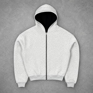 Custom High Quality <b>Grey</b> Zip up Hoodie Men Heavyweight <b>Fleece</b> 100% Cotton Autumn Hooded <b>Jacket</b> Streetwear - Product Image 1