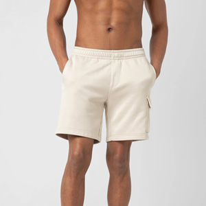 Shorts homme 100% coton de haute qualité, logo imprimé sur mesure, couleur unie, anti-plis, avec poches latérales, confortables. - Product Image 2