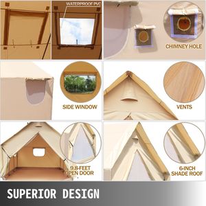 <b>Large</b> 12x14ft PVC Storm Flap Wall <b>Tent</b> Waterproof Canvas Camping <b>Tent</b> with Stove Hole 6m Area Single Unit - Product Image 3