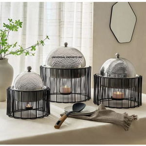 Ensemble de trois casseroles de luxe en métal martelé, poli miroir, design élégant, chauffe-plats en métal, nouveauté très vendue - Product Image 4