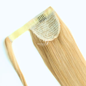 100% vrais cheveux vietnamien vierge vague de corps vague d'eau cordon queue de cheval Extension de cheveux longue soyeuse droite enveloppement cuticule - Product Image 3