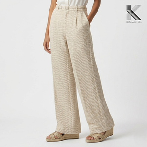 Pantalones de vestir de espiga para mujer, personalizados OEM, 230 g/m², viscosa y algodón, suaves y transpirables, fabricante de ropa al por mayor - Product Image 3