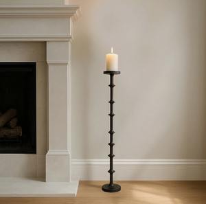 Porte-bougie décoratif contemporain en aluminium et bois, support pour bougie pilier et bougie conique à prix avantageux - Product Image 5