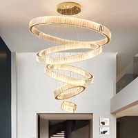 5 anneaux grande lumière pendentif hôtel villa projet d'éclairage lustre en cristal décoratif