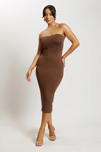 Robes longues décontractées sexy et ajustées pour femmes, robe d'été moulante sans bretelles, unie, respirante, pour soirée - Product Image 4