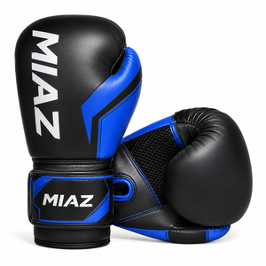 Guantes de Boxeo MIAZ de Cuero Ligeros para Entrenamiento, con Cierre, Transpirables, Unisex para Adultos, Gris Blanco, Más Vendidos, OEM - Product Image 3