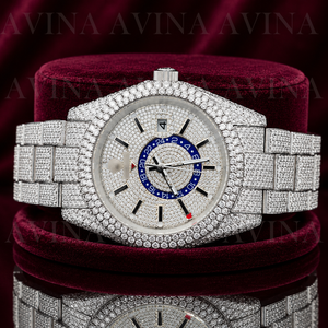 Reloj Mecánico de Lujo para Hombre, de Acero Inoxidable con Moissanita, Bicolor, GMT |   Reloj analógico de 20 mm en tono oro rosa con cristal, edición limitada - Product Image 2
