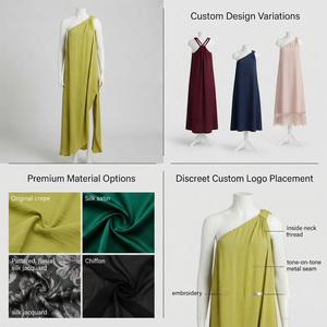 Robe longue asymétrique à une épaule en tricot couleur unie coupe ample style urbain pour soirée d'été sans manches écologique - Product Image 5