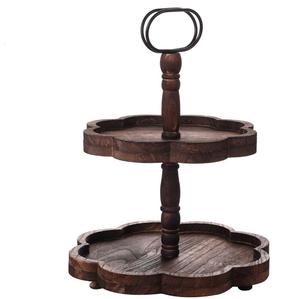 Support à gâteau en bois de qualité supérieure, finition naturelle, aspect luxueux, 3 niveaux, vente chaude, forme optimale pour les fêtes d'anniversaire - Product Image 2