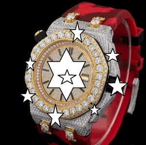 <b>Automatic</b> Luxury Sport Stainless Steel <b>Chronograph</b> Watch Crystal Mechanical Movement Fully Moissanite Bracelet Hip Hop Style - Product Image 2