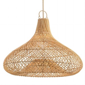 Rattan Lampshade Handwoven Wicker Natural Bamboo Rattan Home Hotel Restaurant Lighting Large Pendant <b>Light</b> <b>Chandelier</b> Lamp - Product Image 6