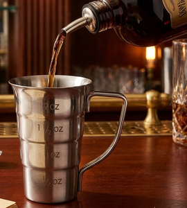 Jigger gradué multi-étapes en acier inoxydable avec poignée – Tasse à mesurer de bar graduée de 2 oz avec poignée – Vente en gros à bas prix - Product Image 1