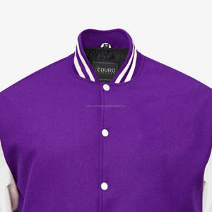 Blouson universitaire en jean enduit personnalisé, fabrication OEM directe usine, en laine et cuir, style baseball, unisexe, pour équipes, vente en gros - Product Image 5