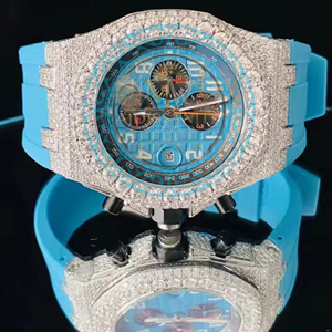 Montre-bracelet élégante en alliage de quartz avec boîtier carré, cadran de 42 mm, bracelet de 20 mm, aiguille en moissanite couleur D VVS1, montre de luxe de précision pour les soirées - Product Image 1